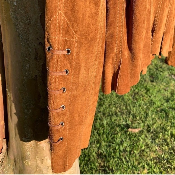 Cripple creek leather suede fringe western jacket leather lacing RTL $395 S VGUC - Picture 9 of 10